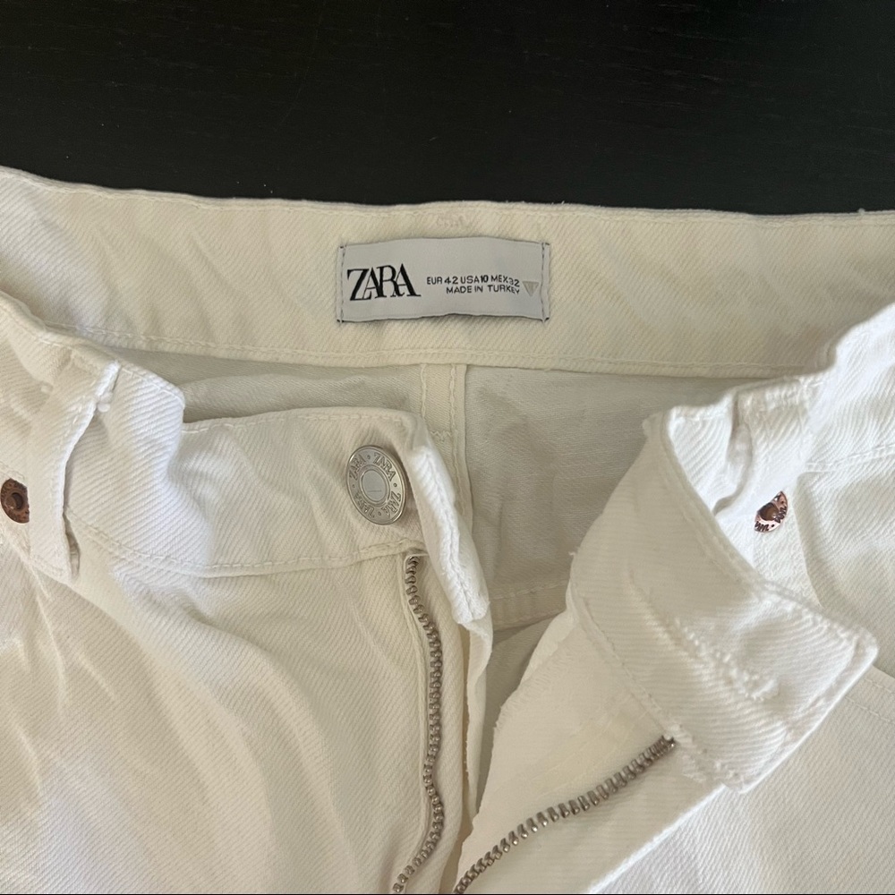 Wide Leg Full Length Jeans Zara, White